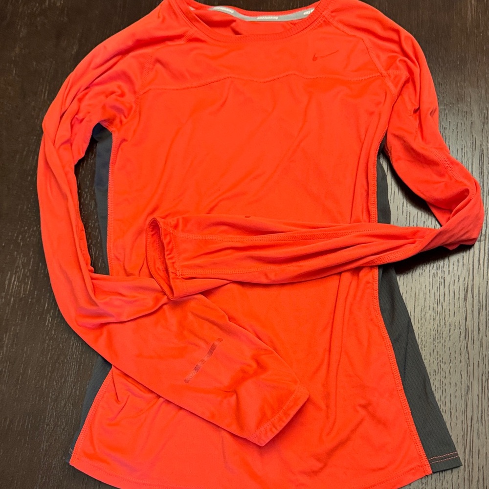 Nike Women's Red and Gray Long Sleeve Tee